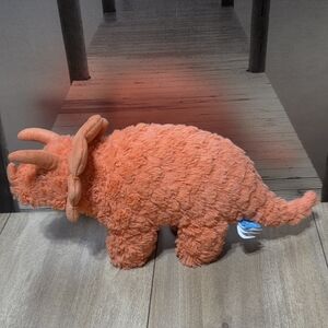 Manhattan Toy Company Little Jurassics Orange Stuffed Triceratops Dinosaur Toy